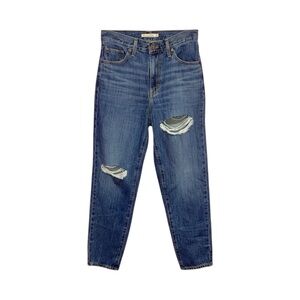 Levi’s High Waisted Mom Jeans Medium Blue‎ Wash Tapered Ankle Women’s 28